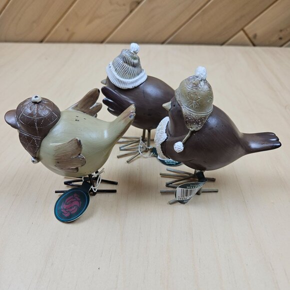 3 Sullivans Decorative Winter Bird Figurines With Hats & Scarves by Valerie - Picture 4 of 14